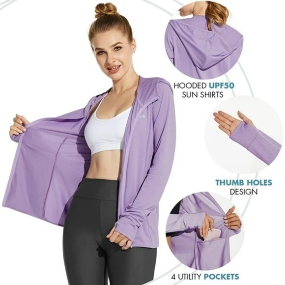 Long Sleeve Sun Protection Shirts Quick Dry UPF SPF 50+ Hooded Jackets Cooling - Picture 1 of 7